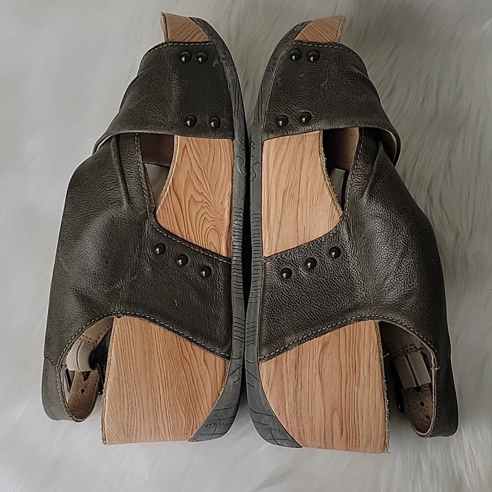 BUSSOLA Formentera Capretto‎ Ivy Leather Comfort Wedge Chucky Boho Sandals 38 - Picture 5 of 15
